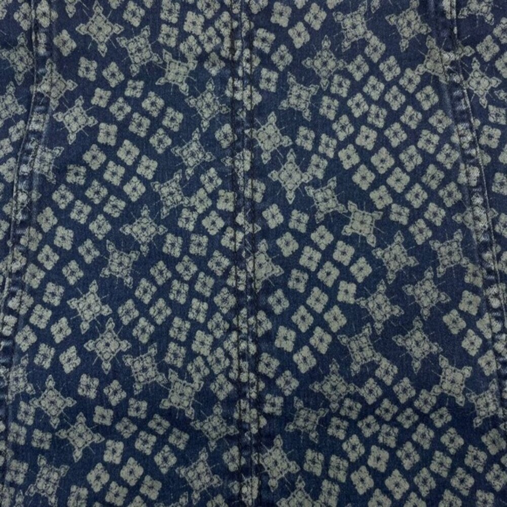 FREE PEOPLE Modern Femme Stretch Geometric Star Skirt Sz 10 Indigo Combo - Picture 4 of 6